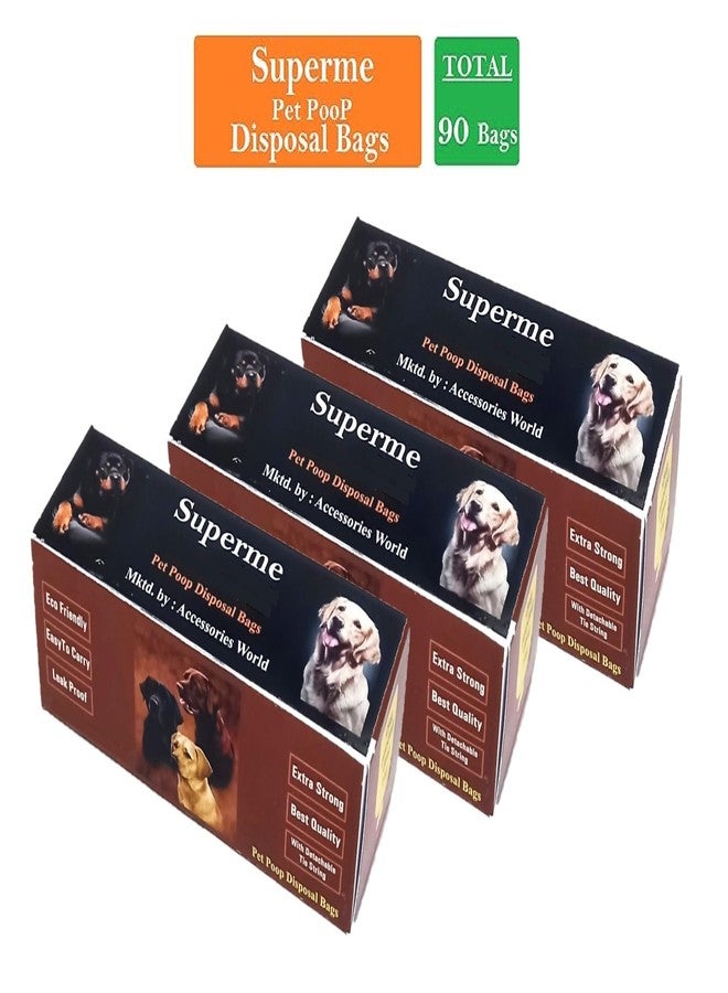 Superme Dog Poop Bags | Pack of 3 boxes (90 bags) Size 17 IN X 19 IN | Leak-Proof Bags for Discreet Disposal of PET POOP | Specially Designed For Big Size Dogs | Dog Potty Picker Bag - Image 4